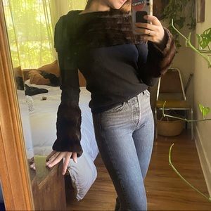 Faux fur, cashmere sweater